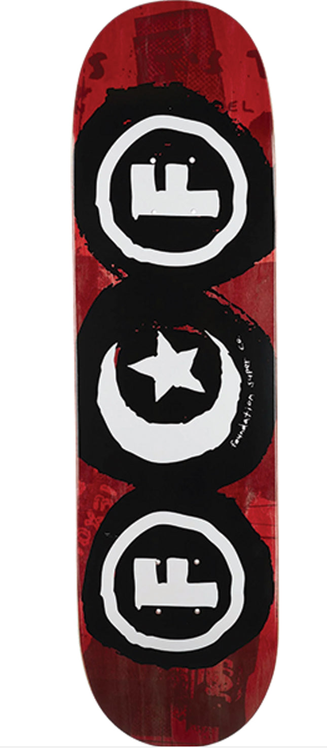 FOUNDATION TRIO SKATE DECK-8.5 RED